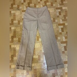 LOFT Tan Pinstripe Wide-Leg Pants